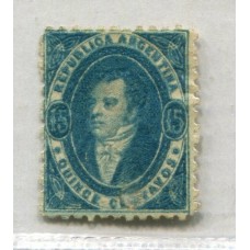 ARGENTINA 1864 GJ 24 RIVADAVIA CON PEQUEÑA DECOLORACION EN 